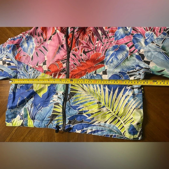 Nike Jacket Womens Medium Hyper Femme Zip Nylon Hoodie Tropical Floral Cropped - Picture 4 of 9